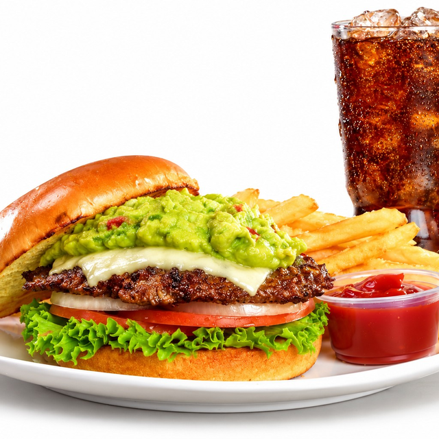 Guacamole Swiss Burger Meal.
