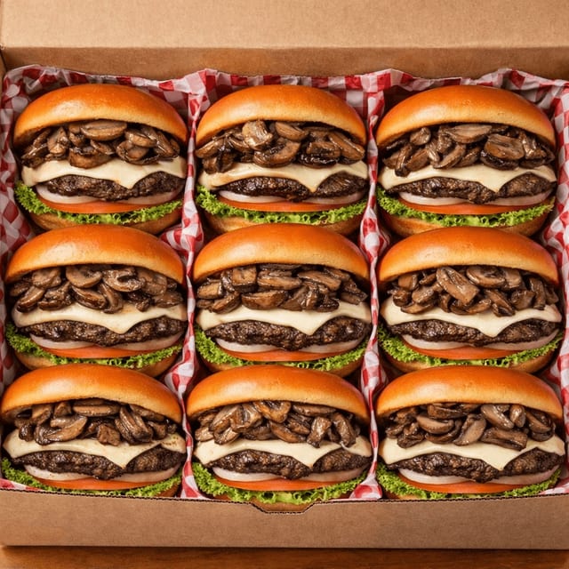 Mushroom Swiss Burger x9.