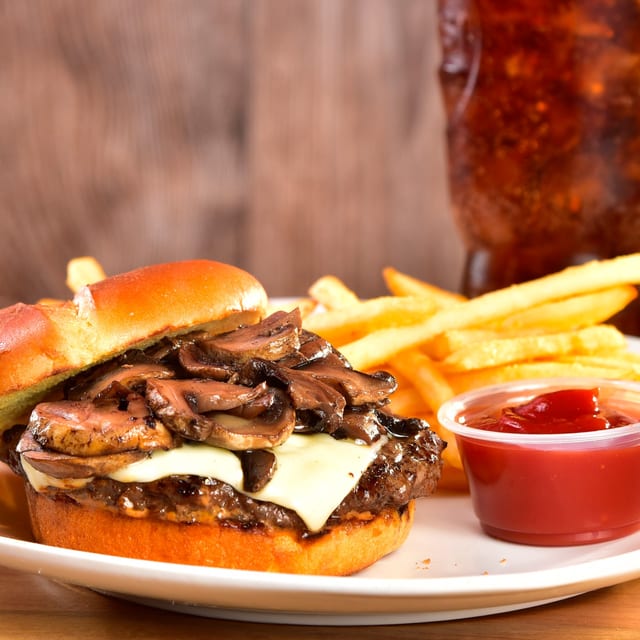 Mushroom Swiss Burger Meal.