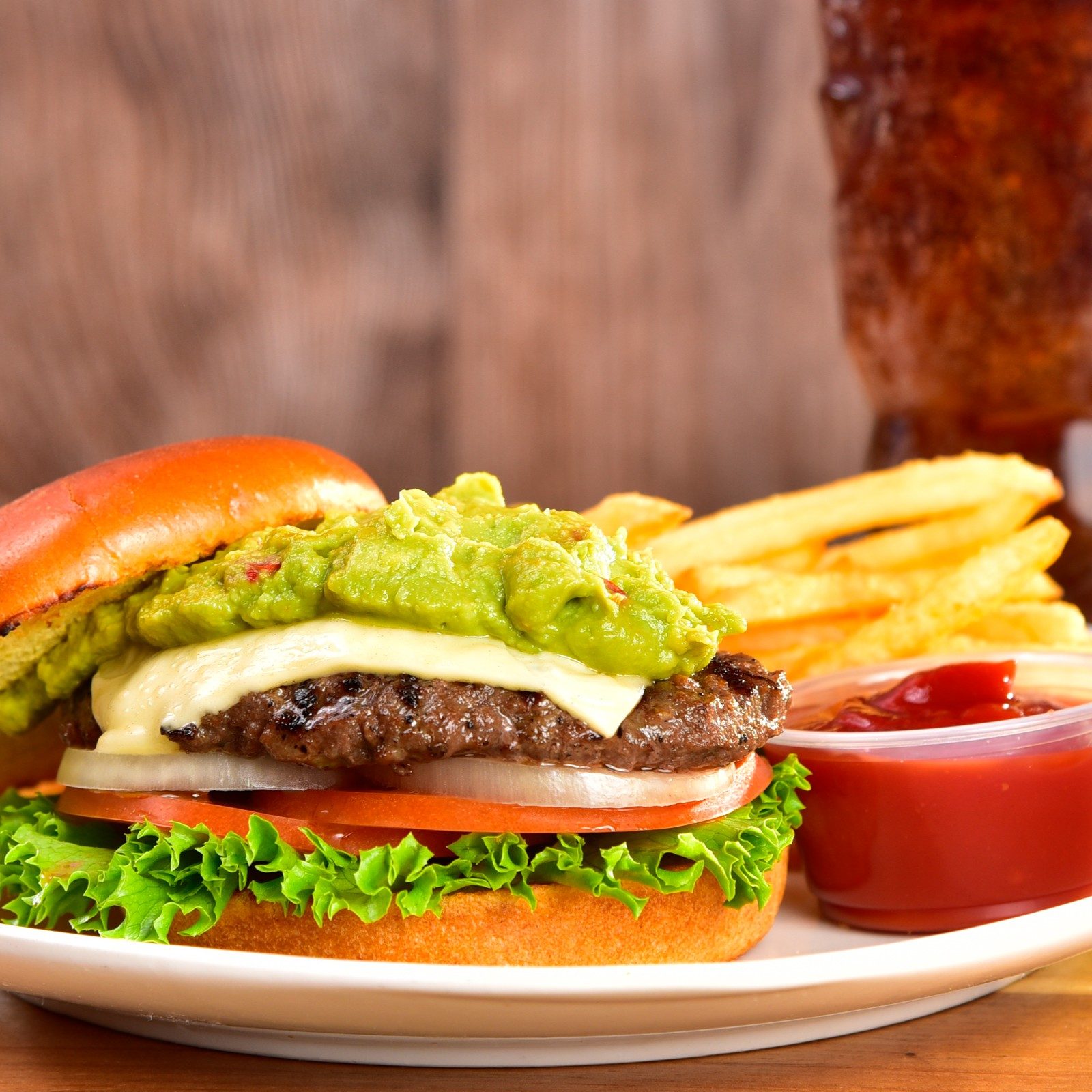 Guacamole Swiss Burger Meal.