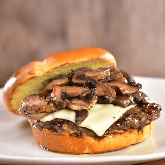 Mushroom Swiss Burger.