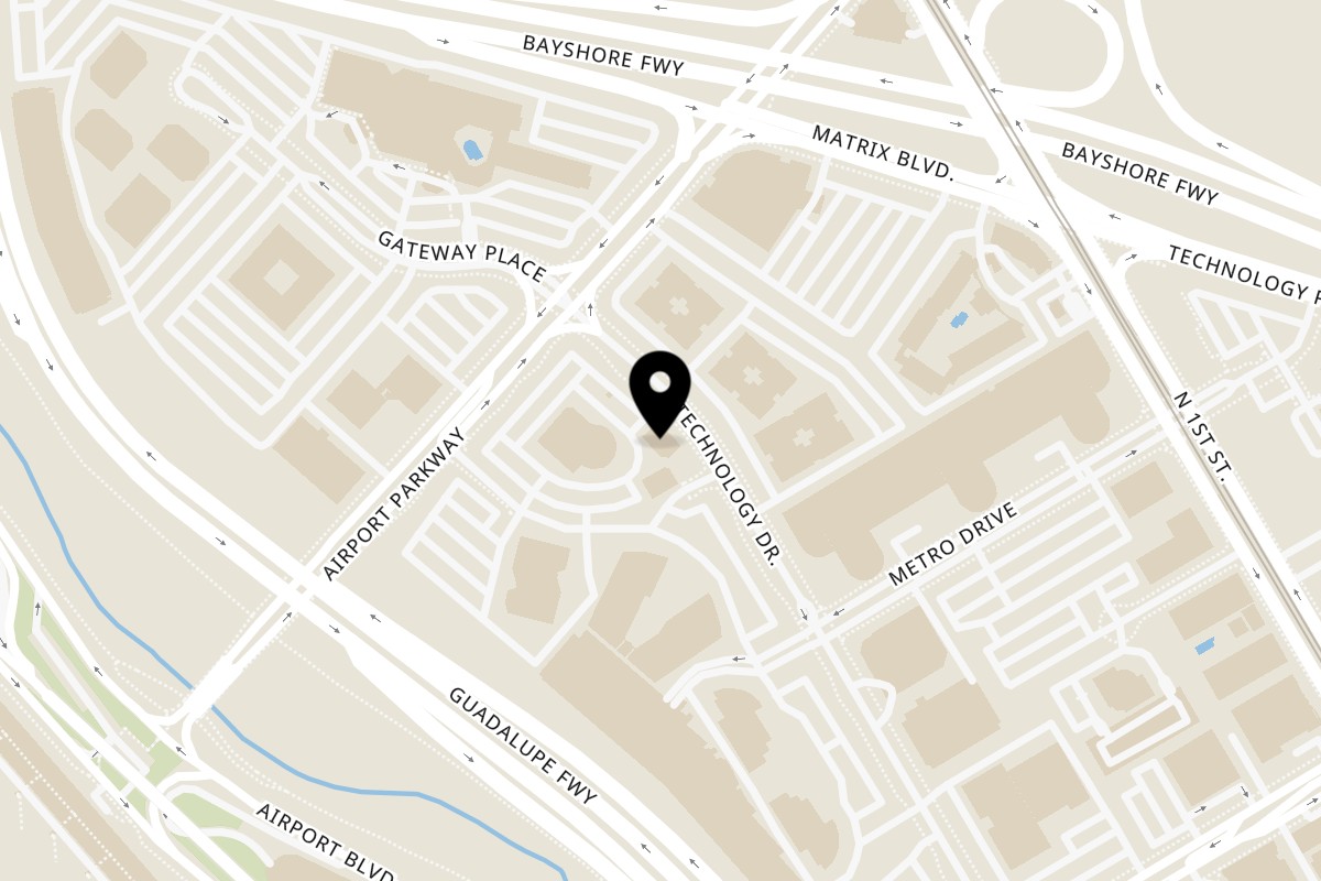 Map showing the location of Fred's Burger San Jose on 1759 Technology Dr in San Jose