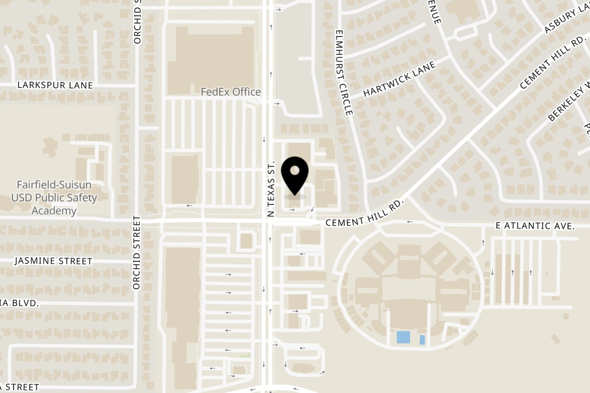 Map showing the location of Fred's Burger Fairfield on 2700 N Texas St Ste B in Fairfield