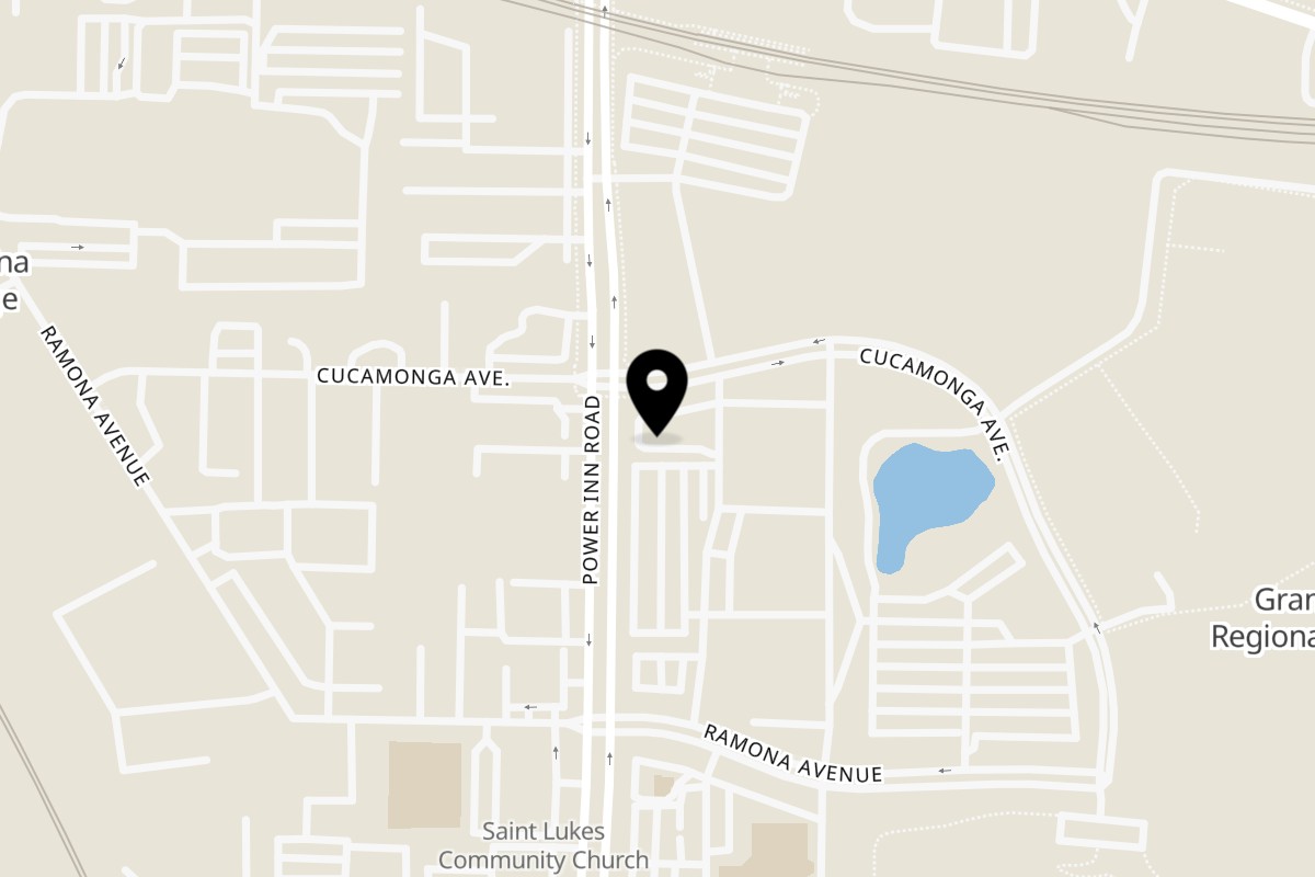 Map showing the location of Fred's Burger Sacramento on 3311 Power Inn Rd #101 in Sacramento
